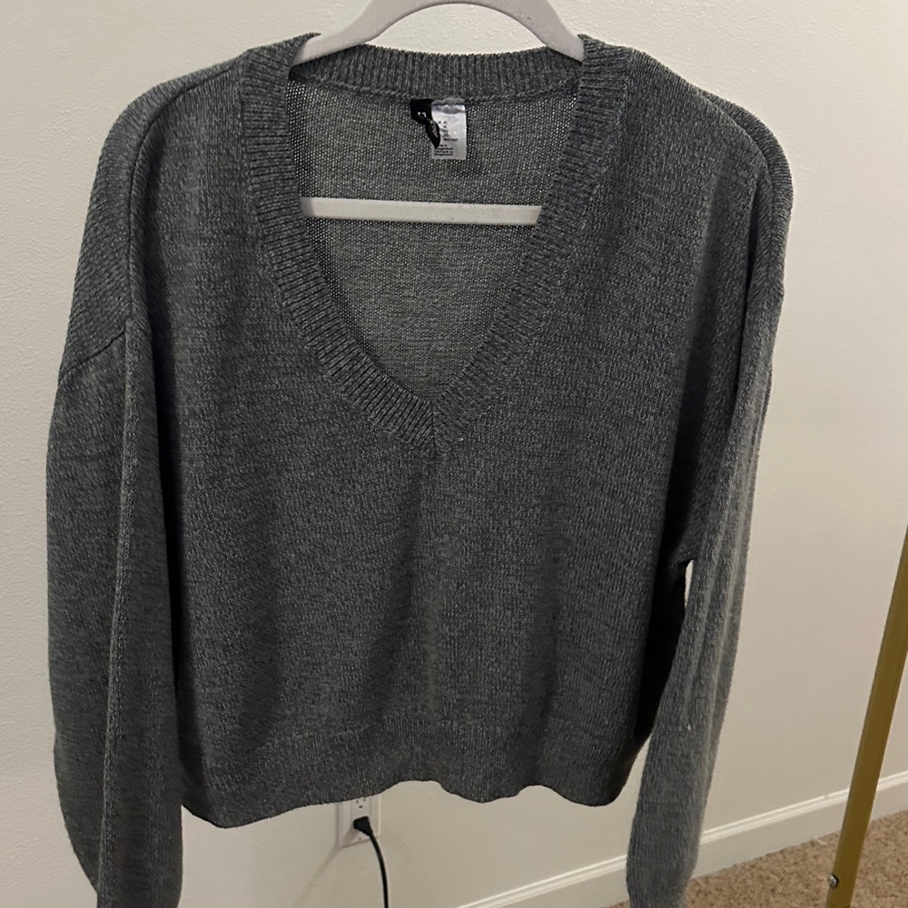 H&M Charcoal V-Neck Sweater for Women